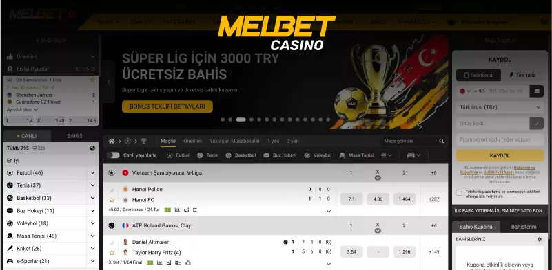 Interface moderna e intuitiva do site Melbet
